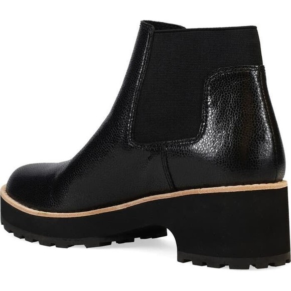 New Eileen Fisher Jessa Black Leather 9.5 M Women Chelsea Lugged Bootie Low Heel - Picture 2 of 8